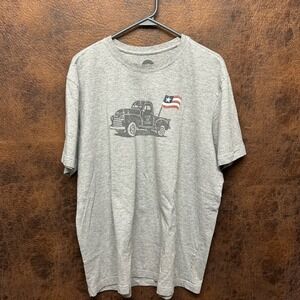 Life is Good Mens XL Gray Grey Flag Truck USA America Short Sleeve Shirt Unisex